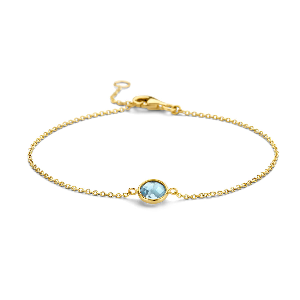 Armband Blautopas 16,5 - 19 cm 14K Gelbgold