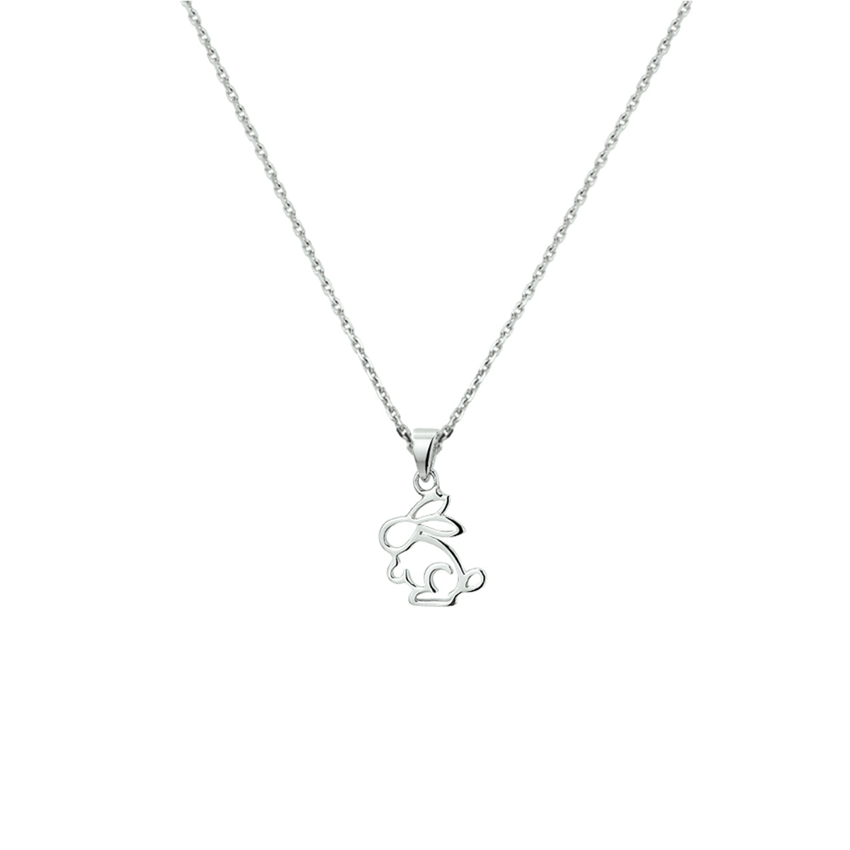 collier konijn 36 + 4 cm zilver gerhodineerd