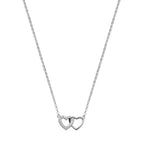 Halskette Herzen Zirkonia 40 + 4 cm Silber rhodiniert