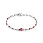 armband emaille lieveheersbeestjes 13 + 3 cm zilver gerhodineerd
