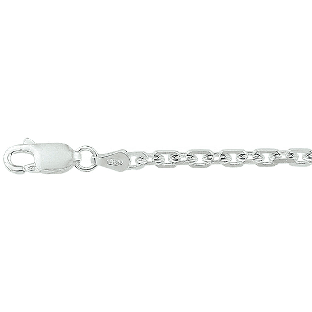 Anker, diamantiert, 2,5 mm, Silber weiß