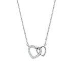 Halskette Herzen Zirkonia 41 - 43 - 45 cm Silber rhodiniert