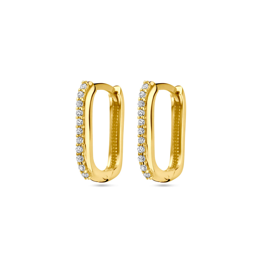 klapoorringen zirkonia 14K geelgoud