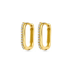 klapoorringen zirkonia 14K geelgoud