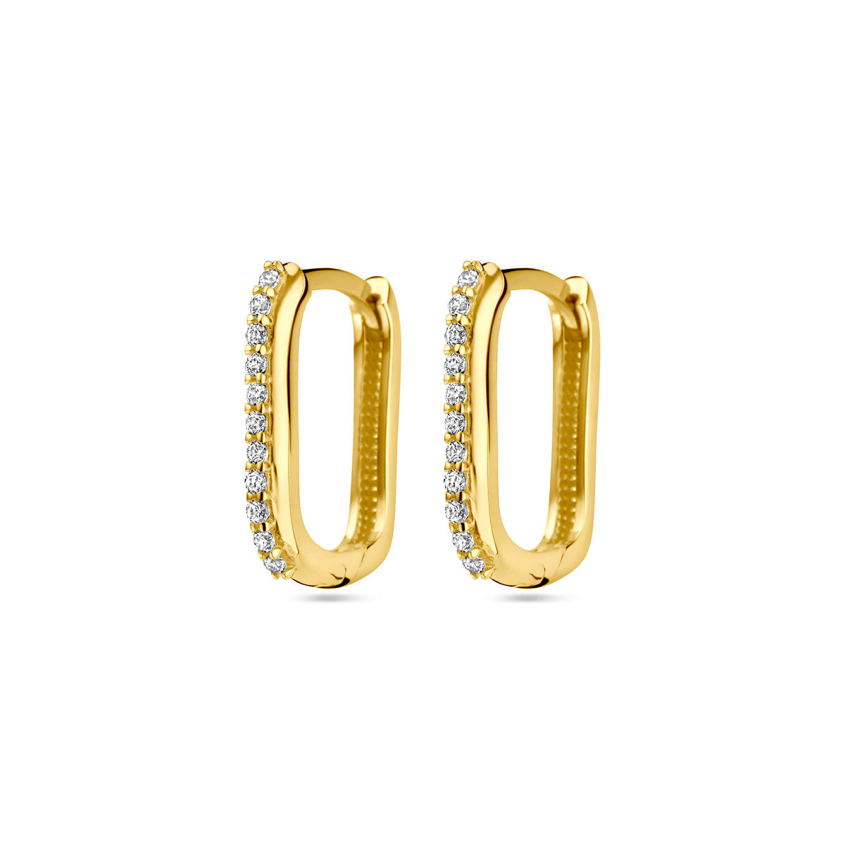 klapoorringen zirkonia 14K geelgoud