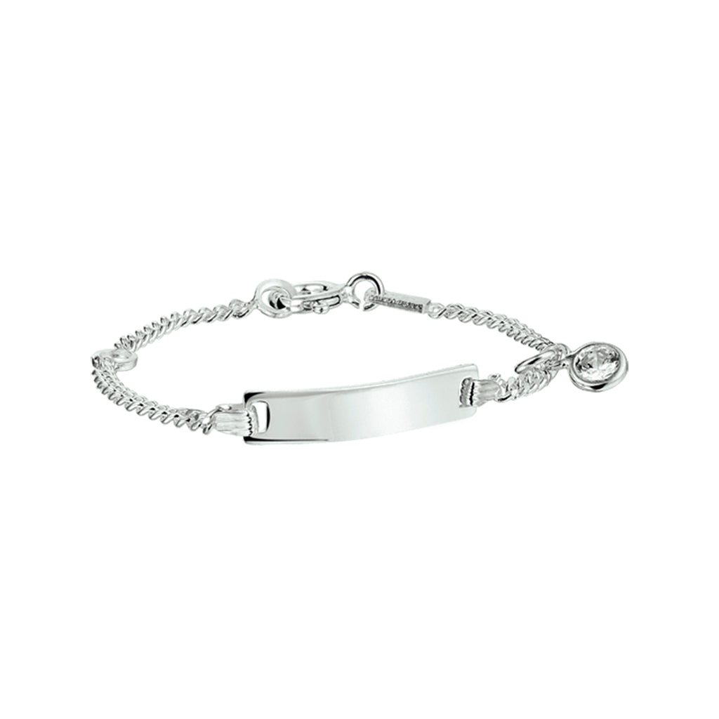 Gravurarmband Zirkonia Plättchen 4,2 mm Silber Weiß