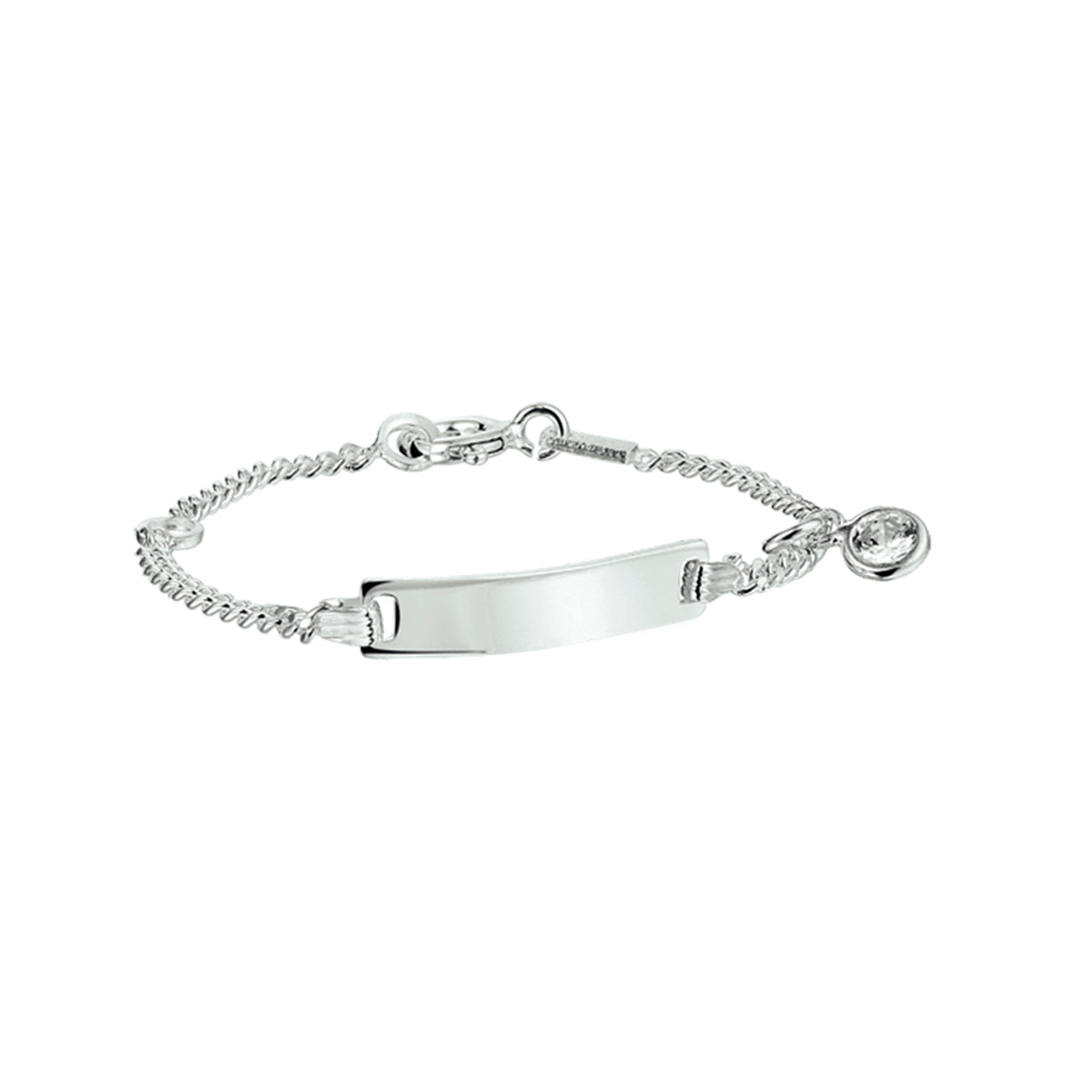 Gravurarmband Zirkonia Plättchen 4,2 mm Silber Weiß
