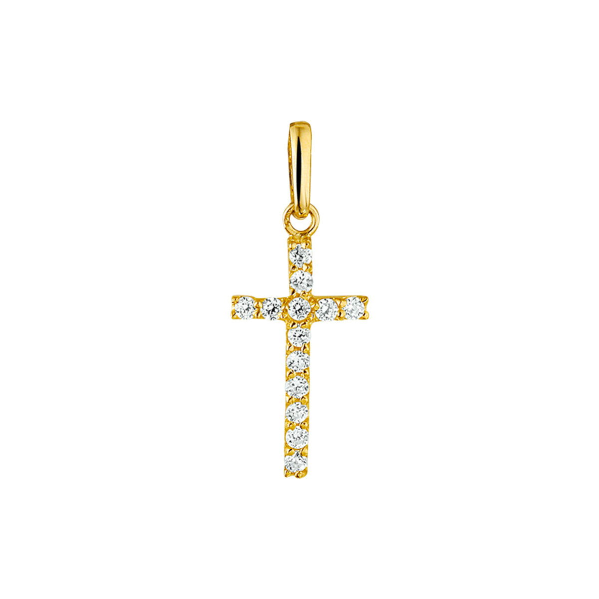 hanger kruis zirkonia 13,5 mm 14K geelgoud