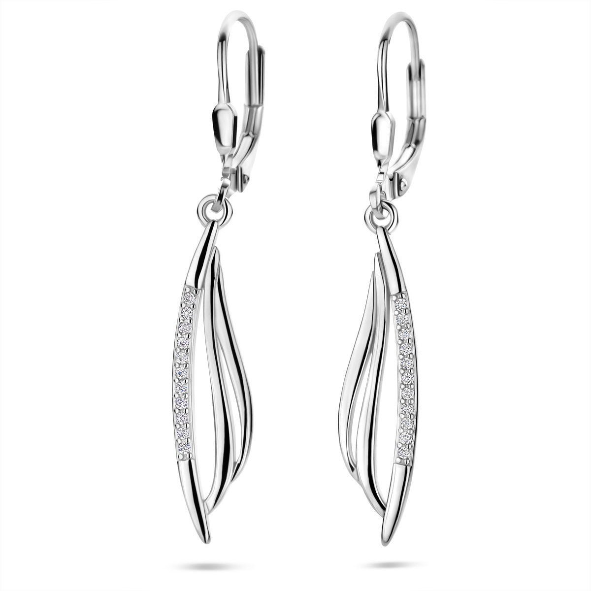 oorhangers zirkonia brisur haak 41 mm zilver gerhodineerd