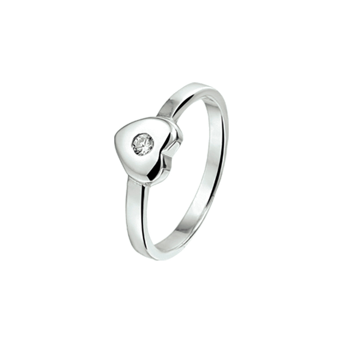 Ring Herz und Zirkonia Silber rhodiniert