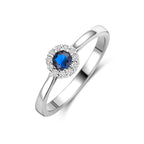 ring saffier zirkonia zilver gerhodineerd