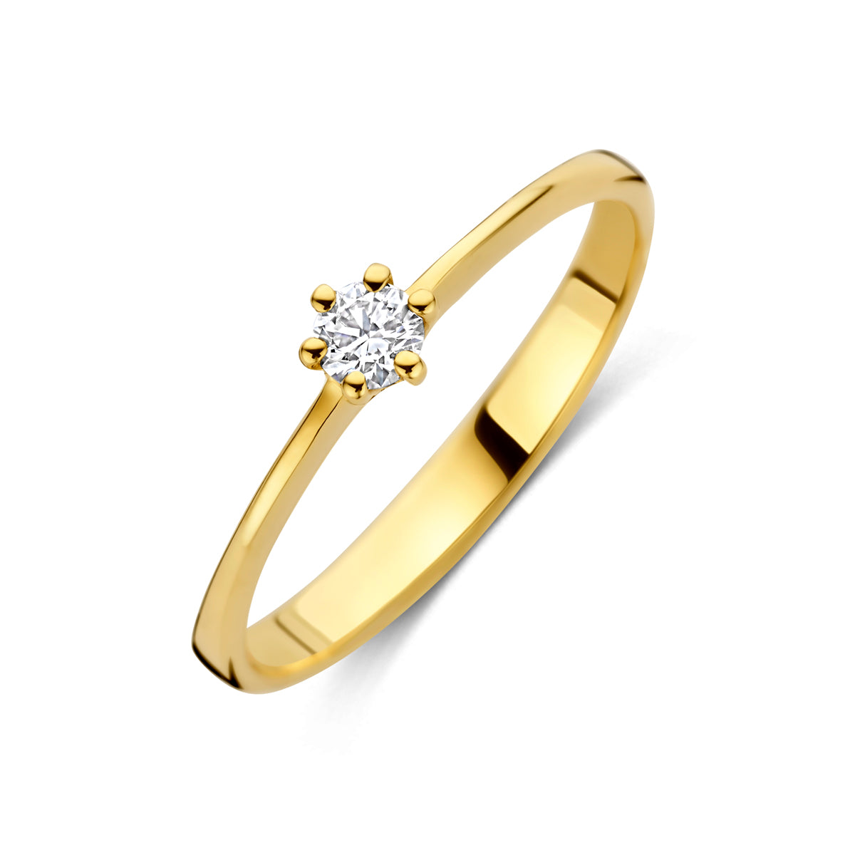 ring lab grown diamant 0.10ct g vs 14K geelgoud