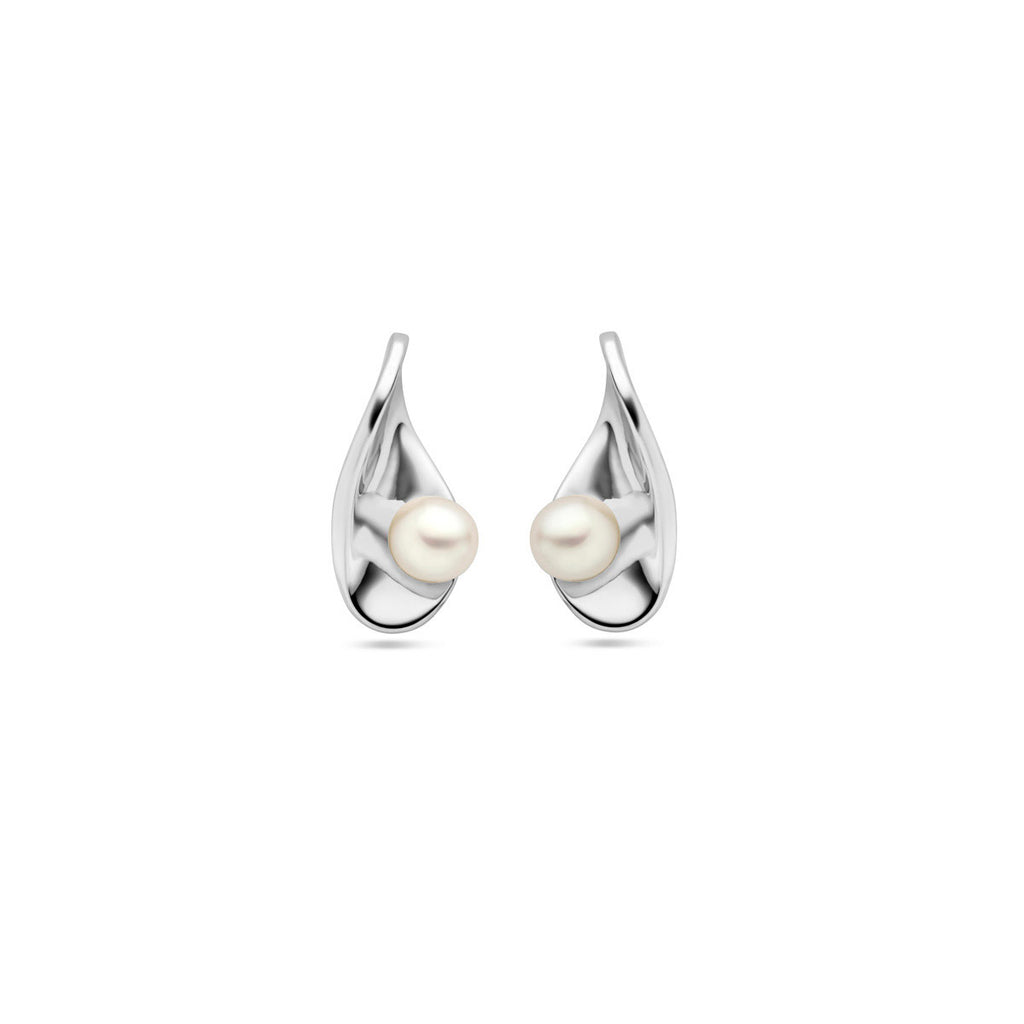 oorknoppen parel zilver gerhodineerd