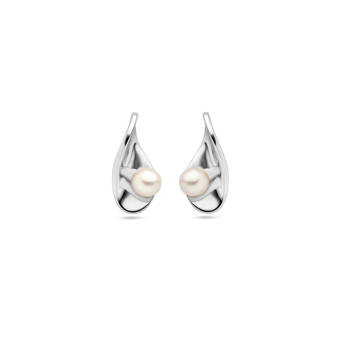 oorknoppen parel zilver gerhodineerd