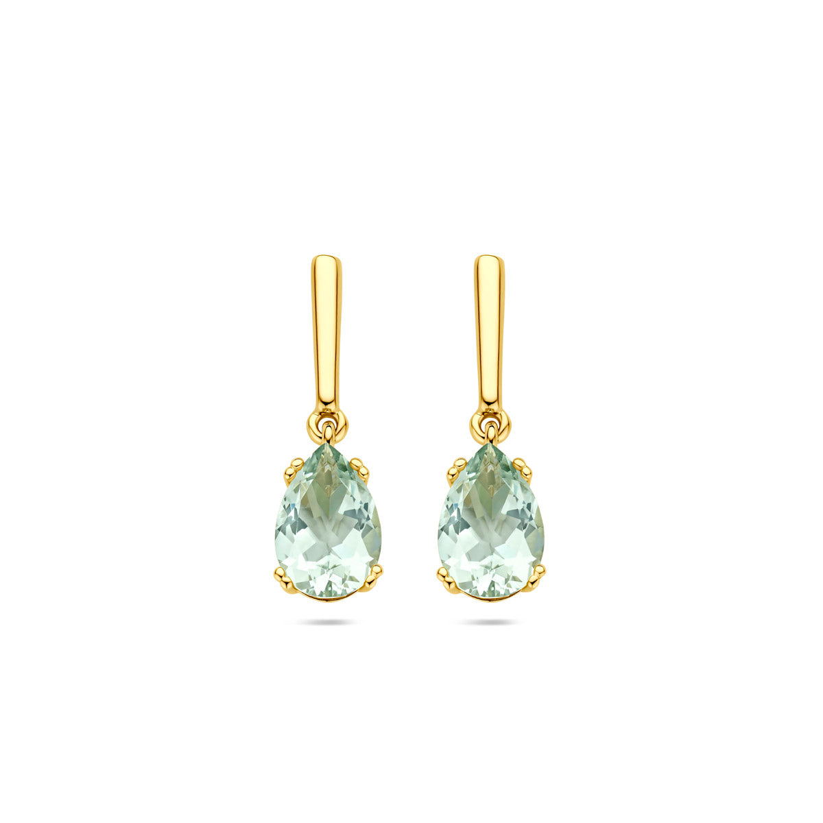 oorhangers groen amethist 20 mm 14K geelgoud
