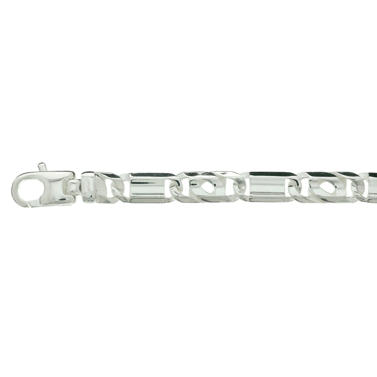armband valkenoog met tussenstuk 5,5 mm zilver wit