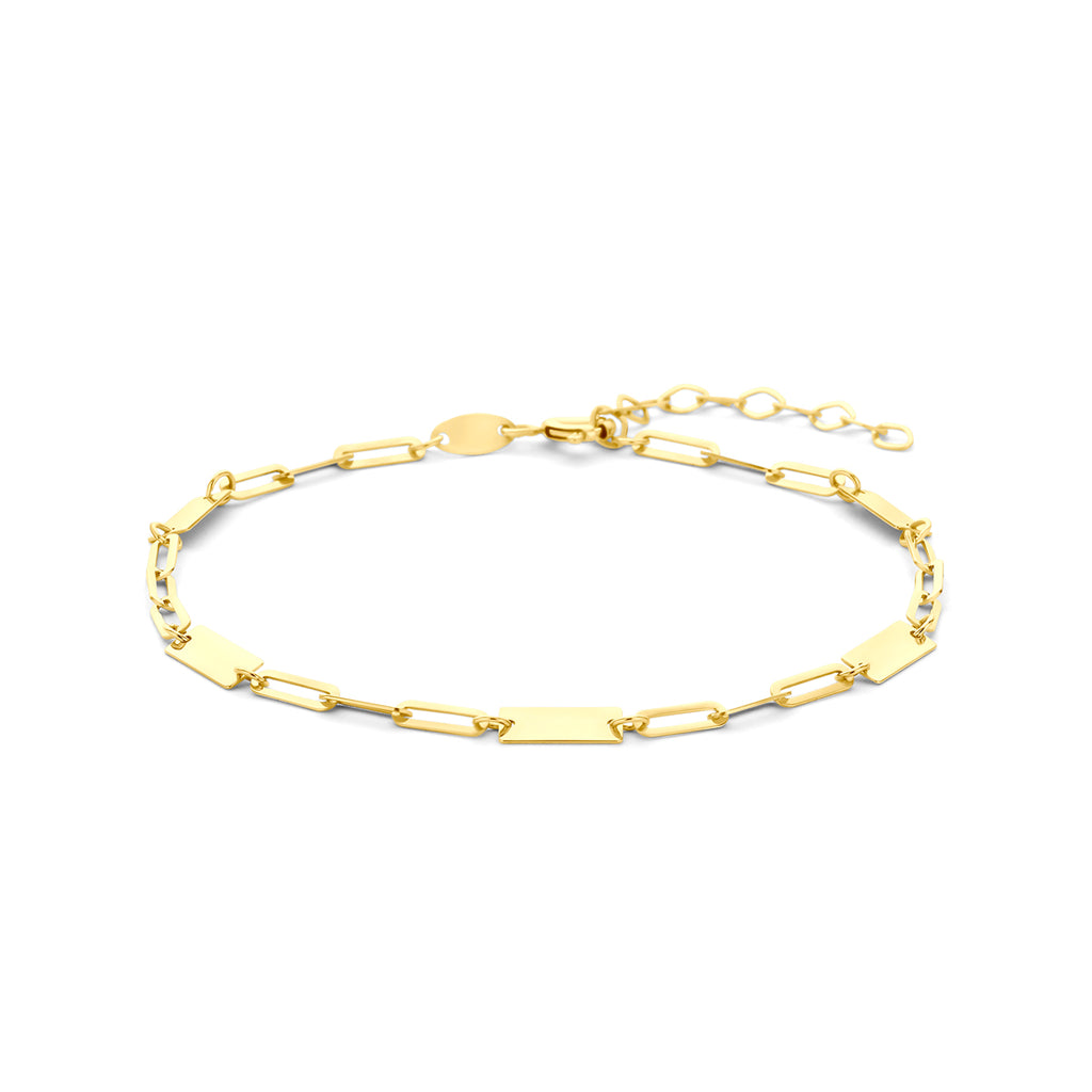 9k Armband Plättchen 16 + 3 cm 9K Gelb