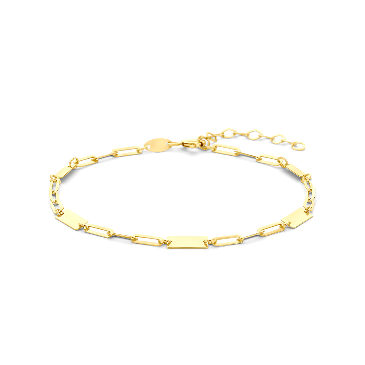 9k Armband Plättchen 16 + 3 cm 9K Gelb
