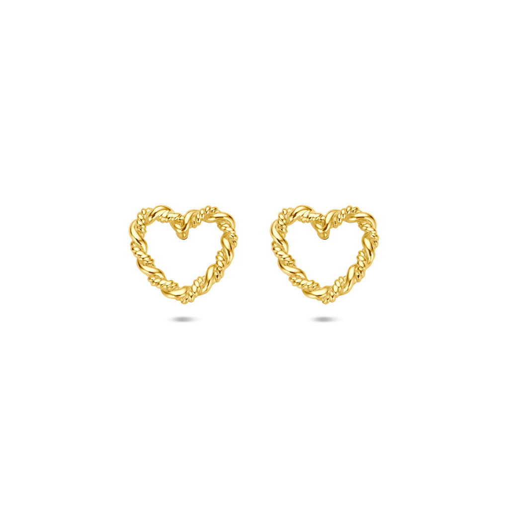 oorknoppen hartje gedraaid 8,5 mm 14K geelgoud