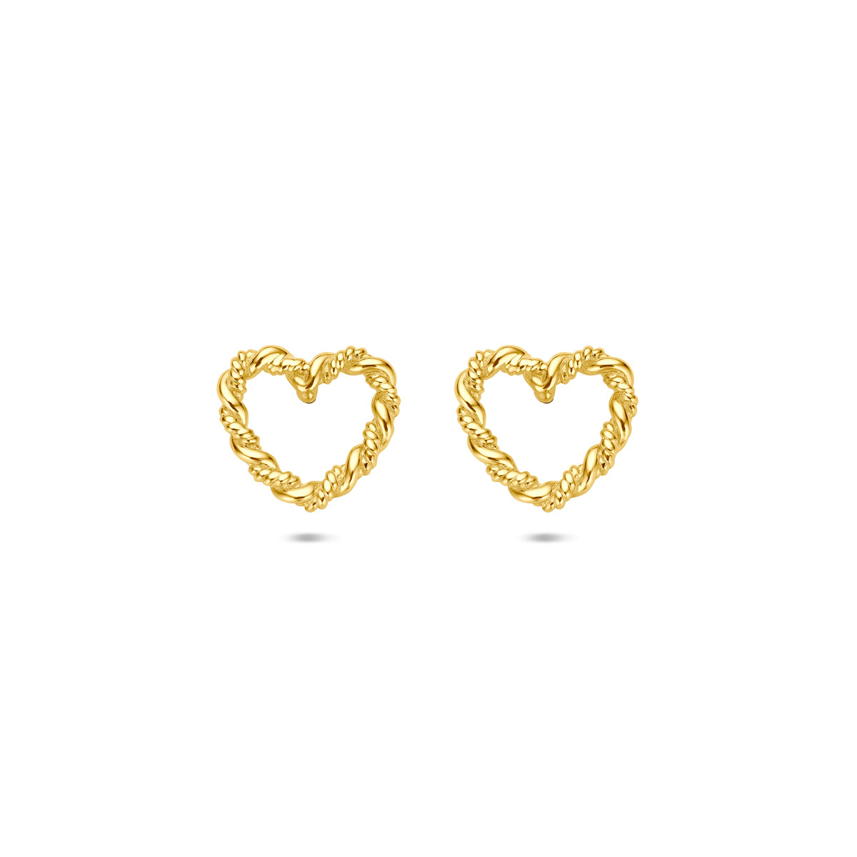 oorknoppen hartje gedraaid 8,5 mm 14K geelgoud