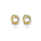 oorknoppen rondjes bicolor gestift 14K geelgoud