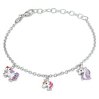 Armband Einhorn Emaille 13 + 3 cm rhodiniertes Silber