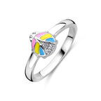Ring Marienkäfer Zirkonia Emaille Silber rhodiniert