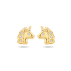 oorknoppen eenhoorn zirkonia 14K geelgoud