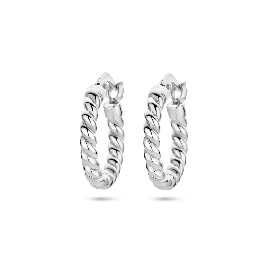 oorringen gedraaide buis 15 mm zilver gerhodineerd