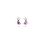 oorknoppen emaille vallende ster zirkonia 8 mm zilver gerhodineerd