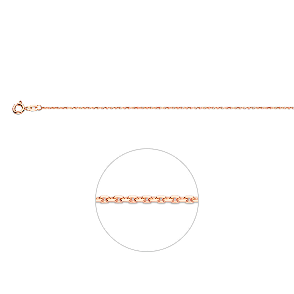 Ankerkette diamantgeschliffen 1,1 mm 14K Roségold
