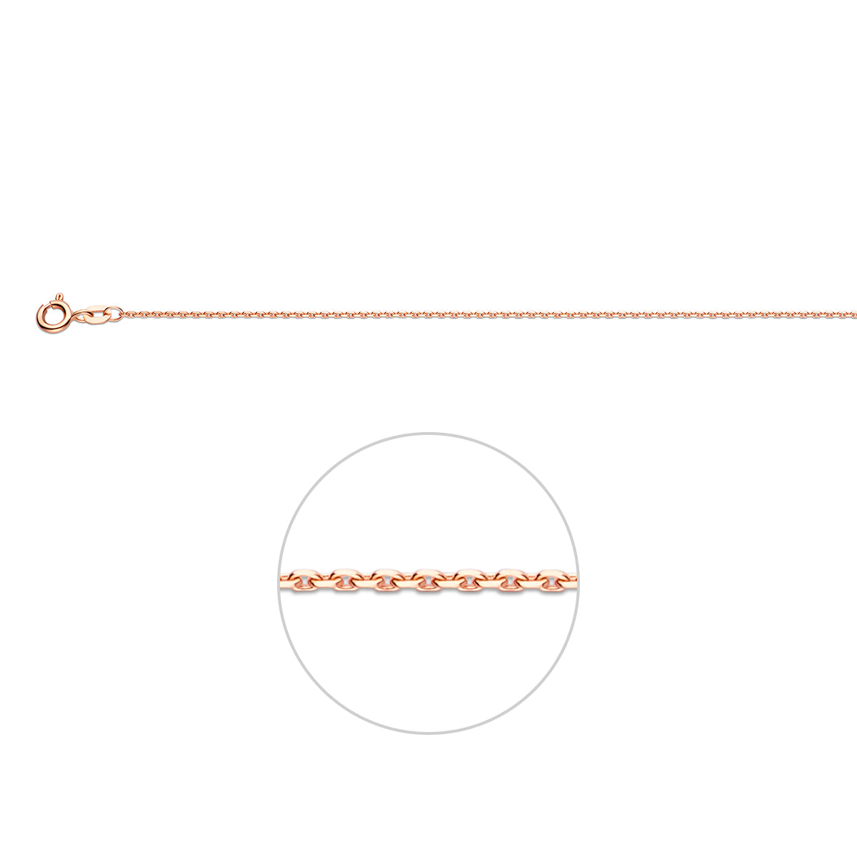 Ankerkette diamantgeschliffen 1,1 mm 14K Roségold