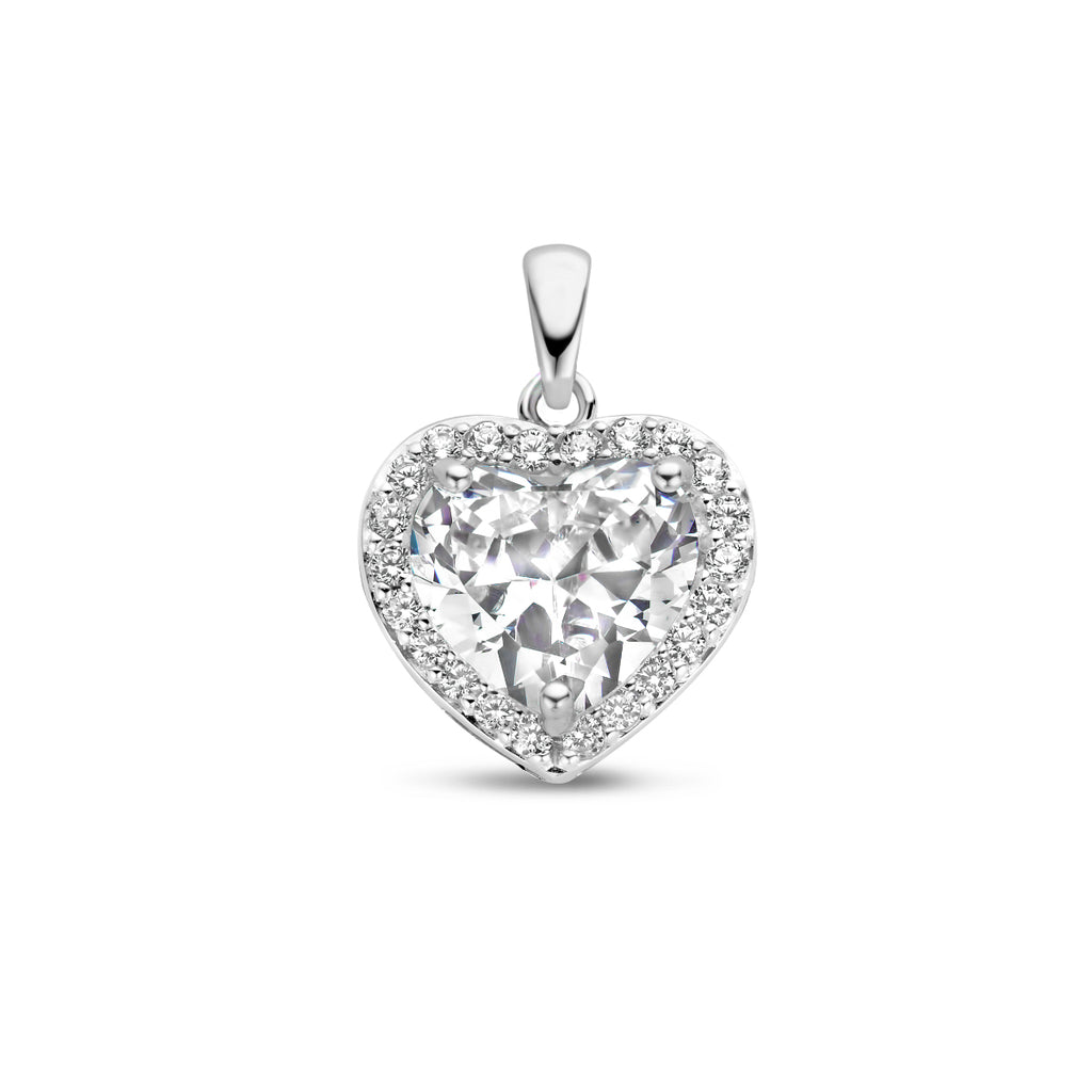 hanger hart zirkonia halo zilver gerhodineerd