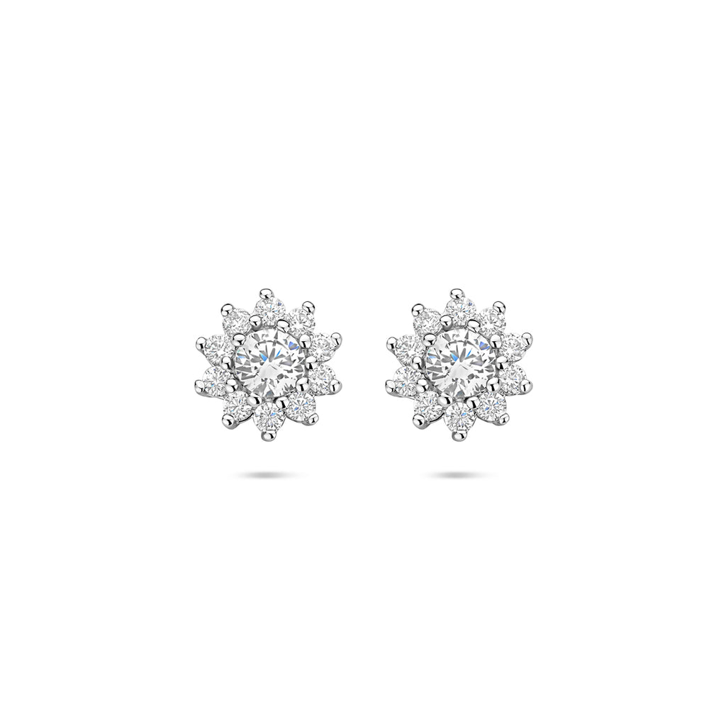 oorknoppen zirkonia 8 mm zilver gerhodineerd