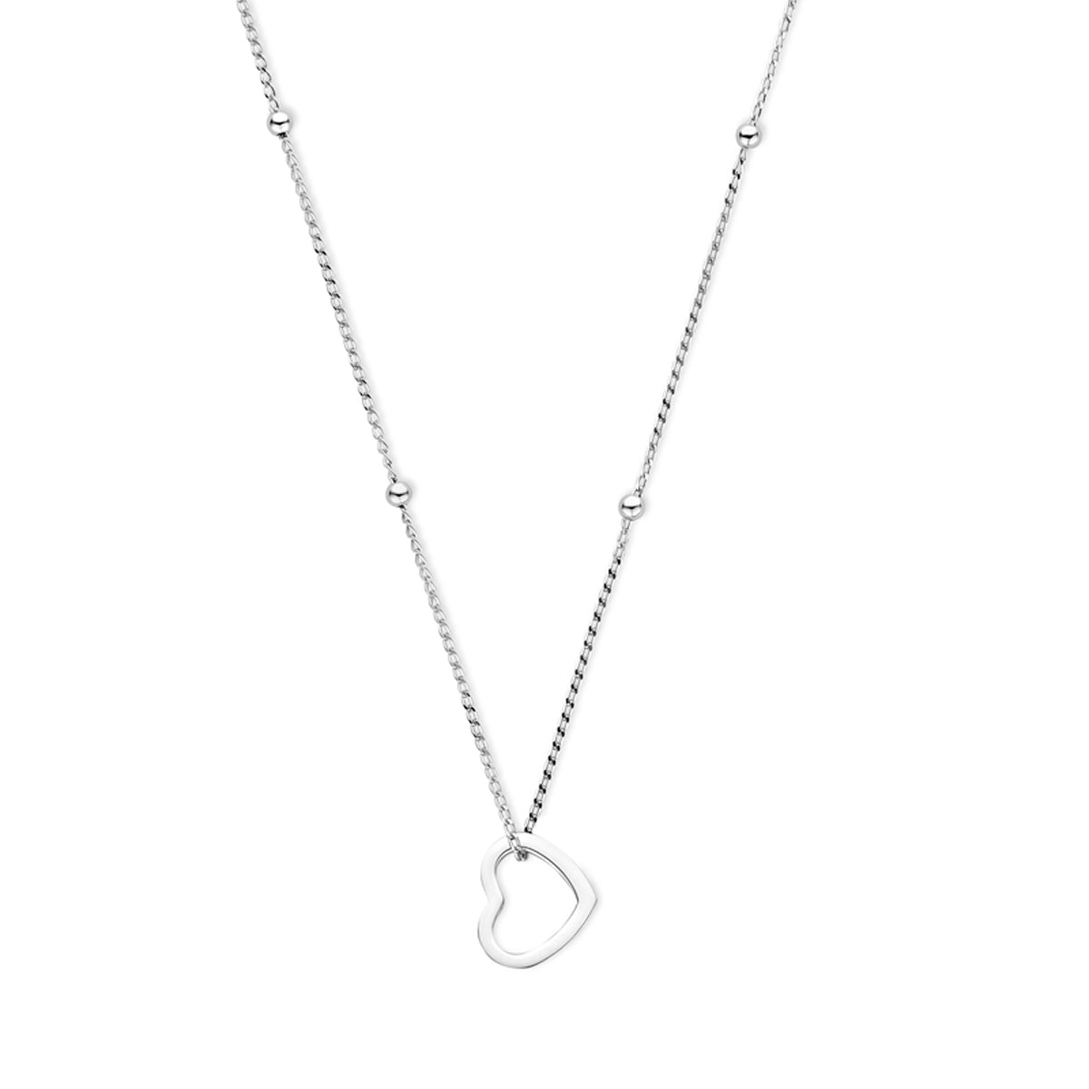 Halskette Herz 41 + 4 cm Silber rhodiniert