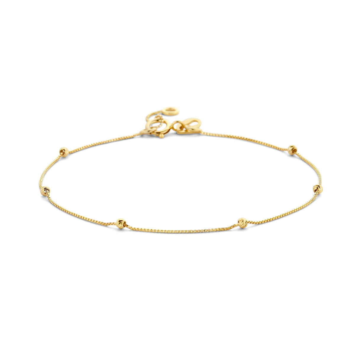 Armband diamantierte Kugeln 0,5 mm 17 - 19 cm 14K Gelbgold