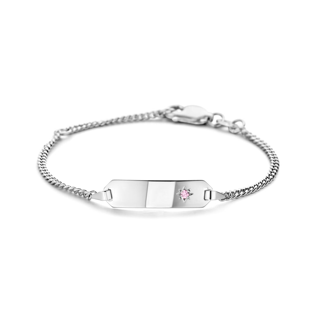 Gravurarmband Zirkonia Plättchen 5,0 mm 11 - 13 cm Silber rhodiniert