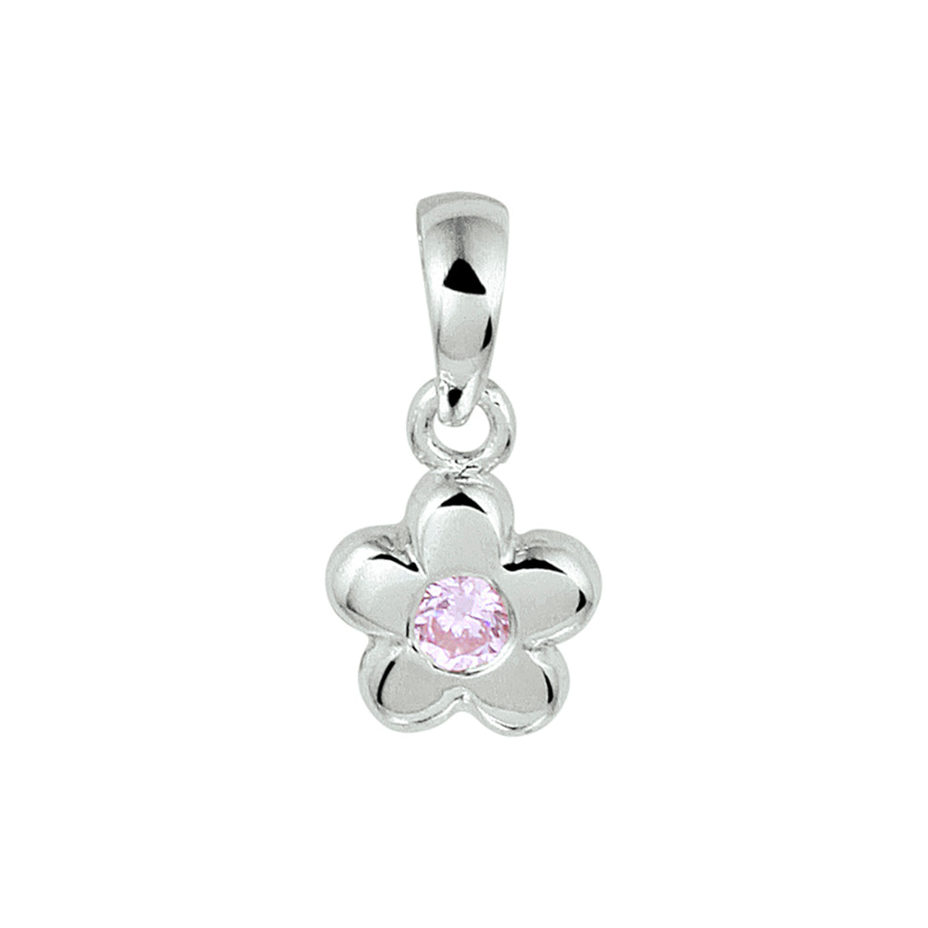 Anhänger Blume rosa Zirkonia Silber rhodiniert