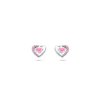 Ohrstecker Emaille Herzen Zirkonia 6 mm rhodiniertes Silber