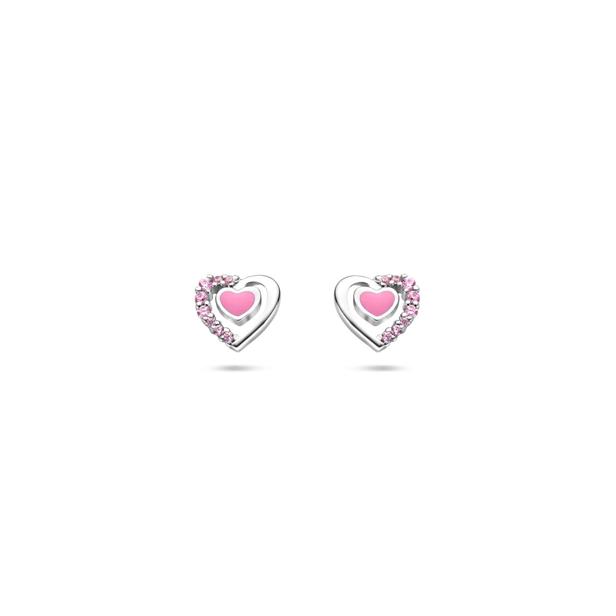 Ohrstecker Emaille Herzen Zirkonia 6 mm rhodiniertes Silber