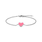 Armband Herz rosa Emaille 16 + 2 cm Silber rhodiniert