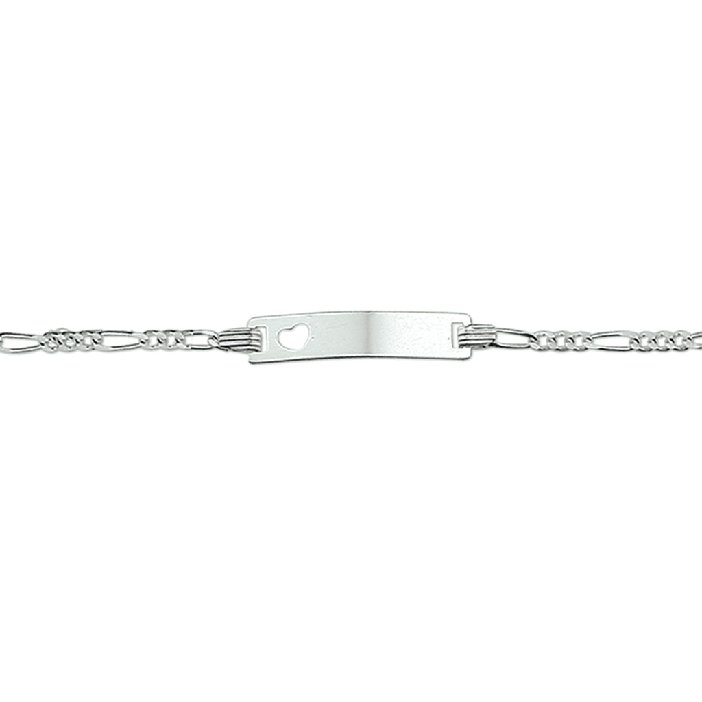 Gravurarmband Herz Figaroplatte 4,2 mm 9 - 11 cm Silber rhodiniert