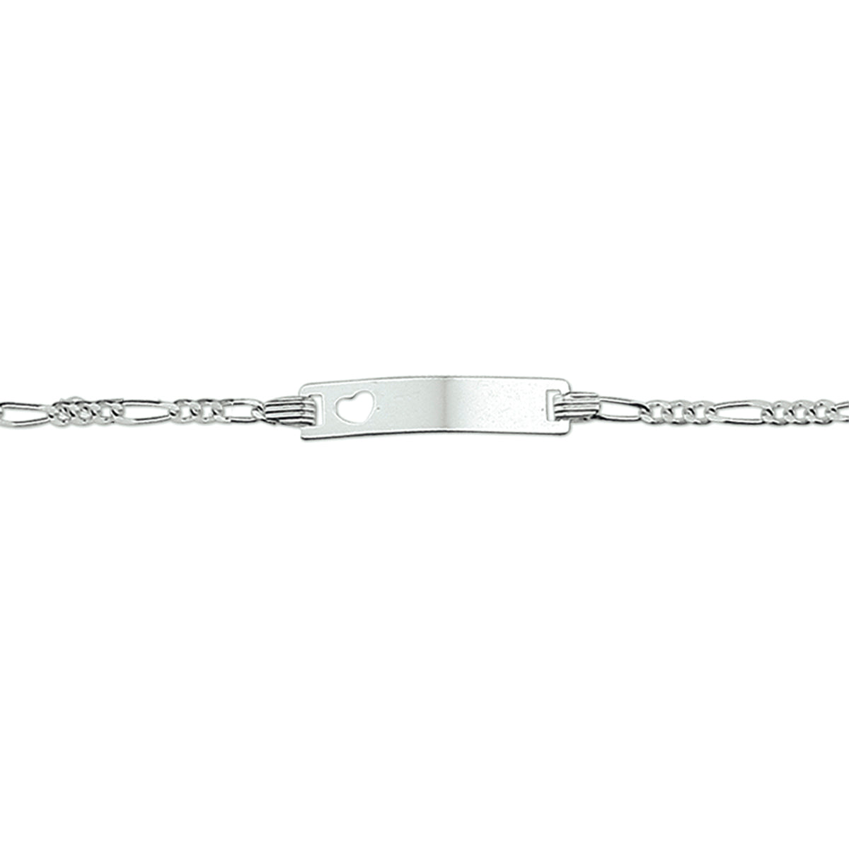 Gravurarmband Herz Figaroplatte 4,2 mm 9 - 11 cm Silber rhodiniert