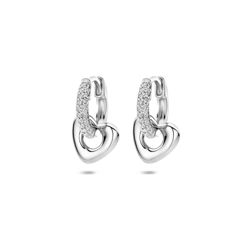 oorringen hartje zirkonia 17 mm zilver gerhodineerd