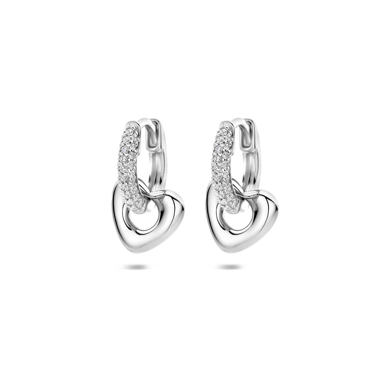 Ohrringe Herz Zirkonia 17 mm Silber rhodiniert