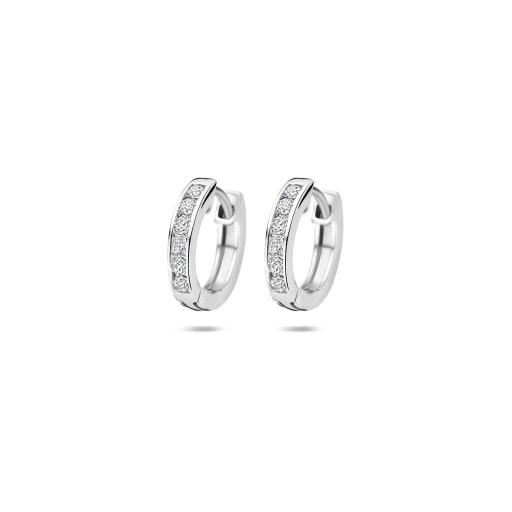 klapoorringen zirkonia 12,5 mm zilver gerhodineerd