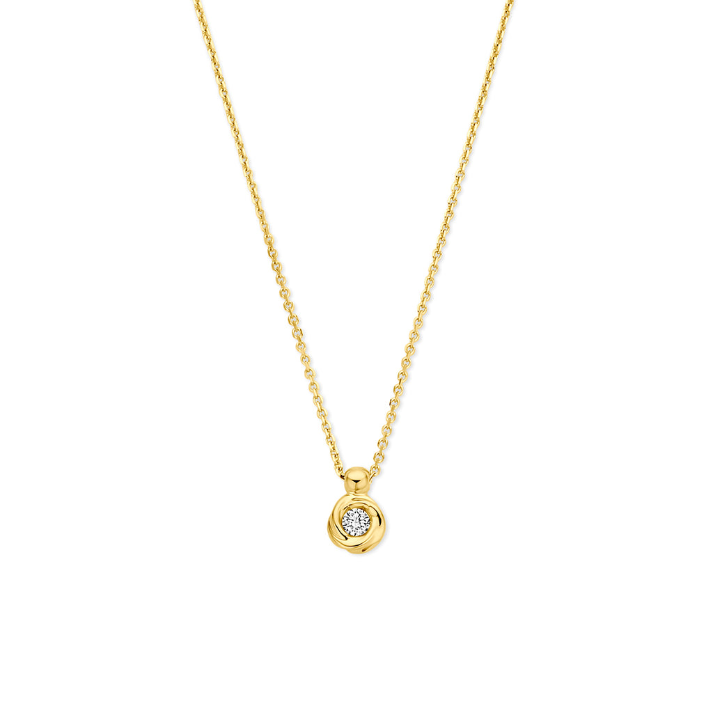 collier lab grown diamant 0.05ct g vs 40 - 42 - 44 cm 14K geelgoud - rond