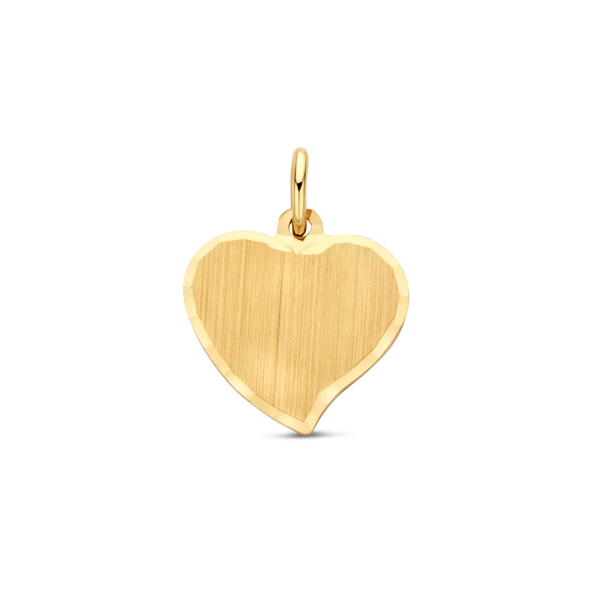 Gravuranhänger Herz matt diamantiert 14K Gelbgold
