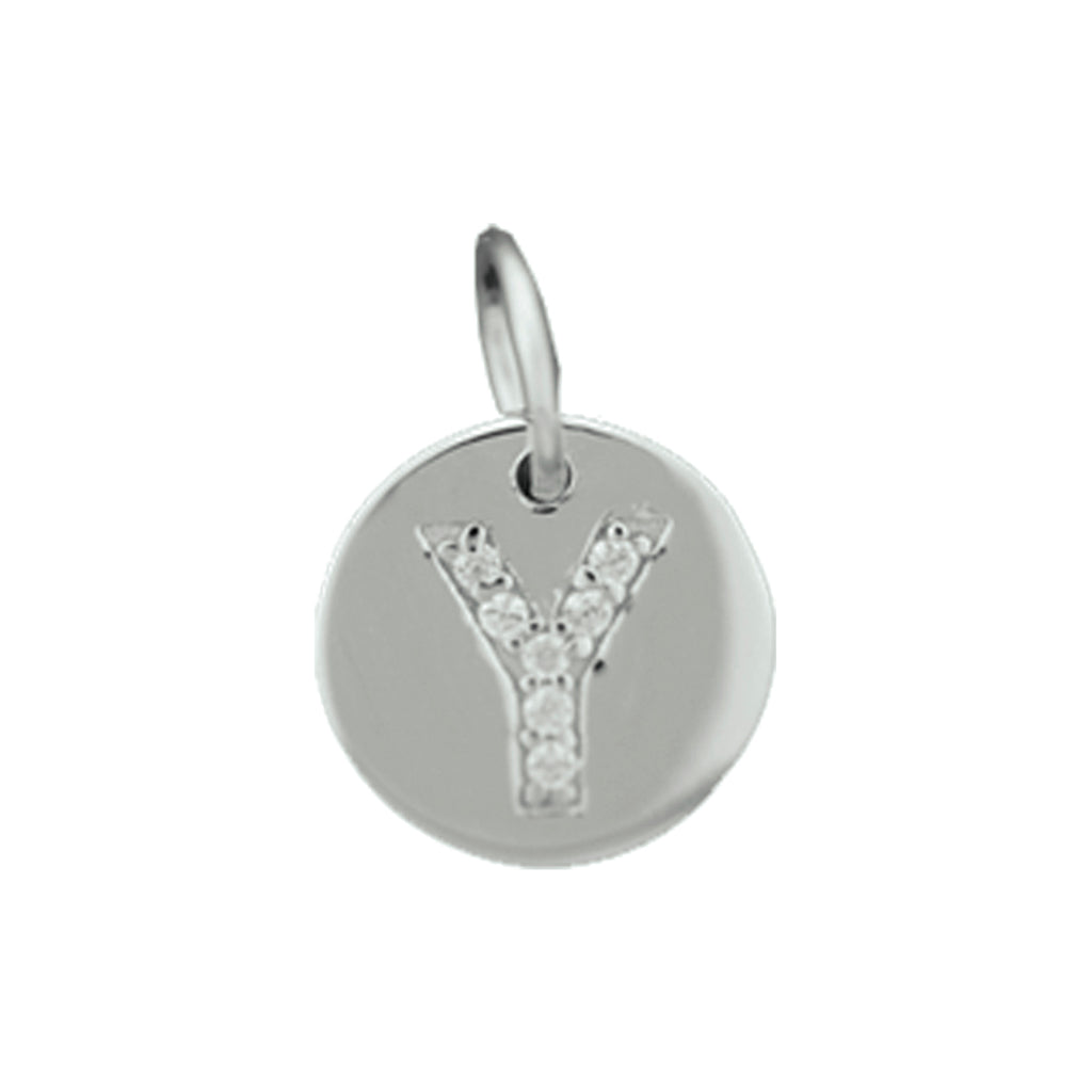 hanger letter m zirkonia zilver gerhodineerd