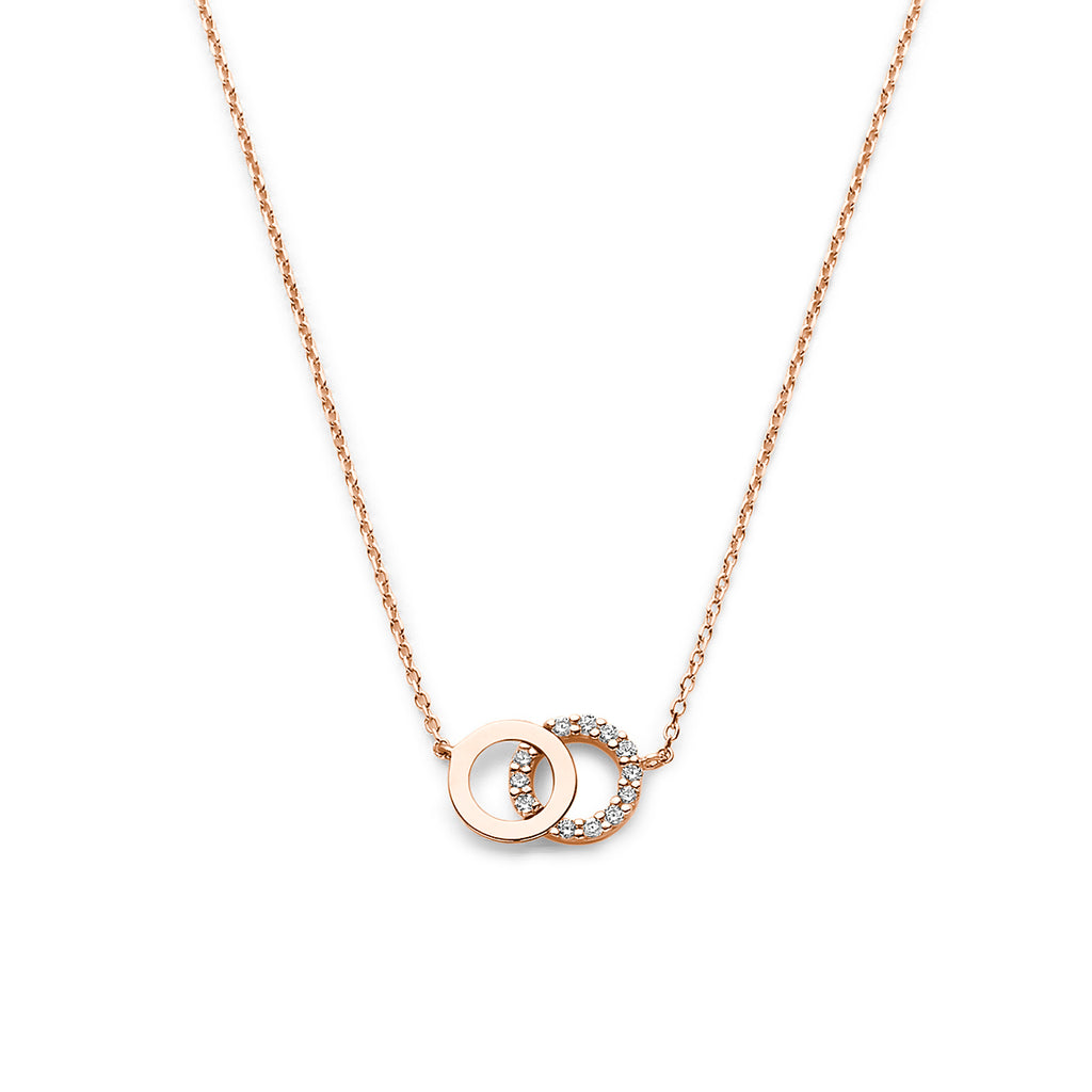 collier rondjes zirkonia 40 - 42 - 44 cm 14K roségoud